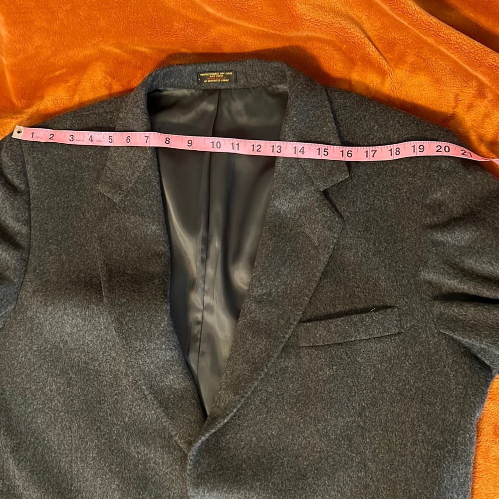 Herm Rassel Charcoal Gray Cashmere Wool & Nylon Mens Blazer Sz Xl Estimate - Picture 8 of 16